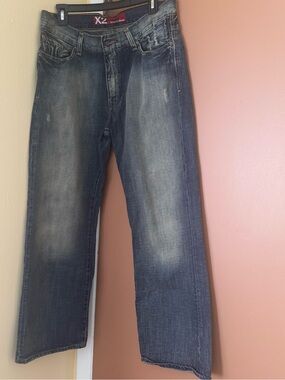 X2 Denim M22 Classic Jeans Mens W33 L30 Regular Rise Bootcut Blue Faded Cotton